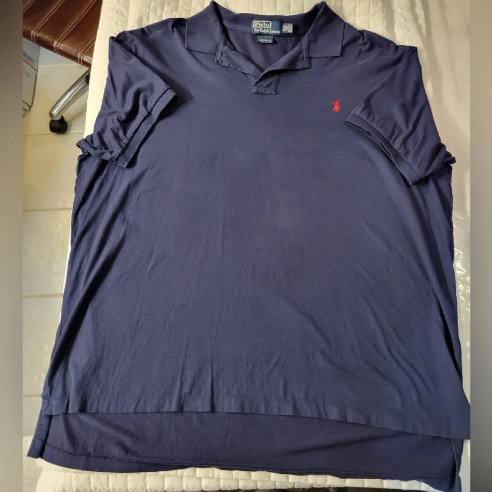 VTG Polo Ralph Lauren Men's XXL Navy Blue Polo Shirt Red Logo Classic Preppy 90s